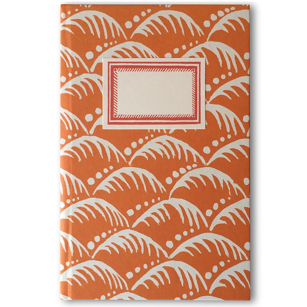 Hardback Notebook covered in Wave Blood Orange Patterned Paper