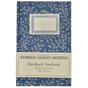 Lined Hardback Notebook covered in Dancing Hare Two Blues paper by Cambridge Imprint