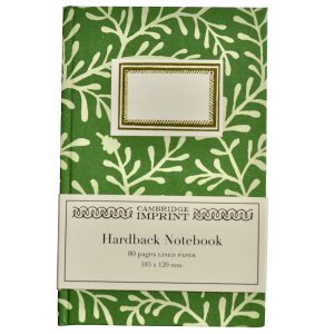 Lined Hardback Notebook covered in Sprig Pea Green paper by Cambridge Imprint