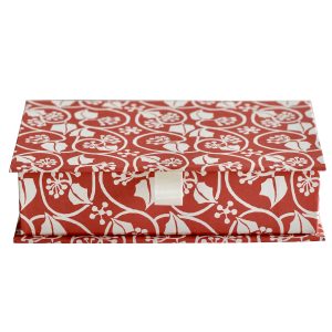 Postcard Box in Small Ivy Stripe Red patterned paper